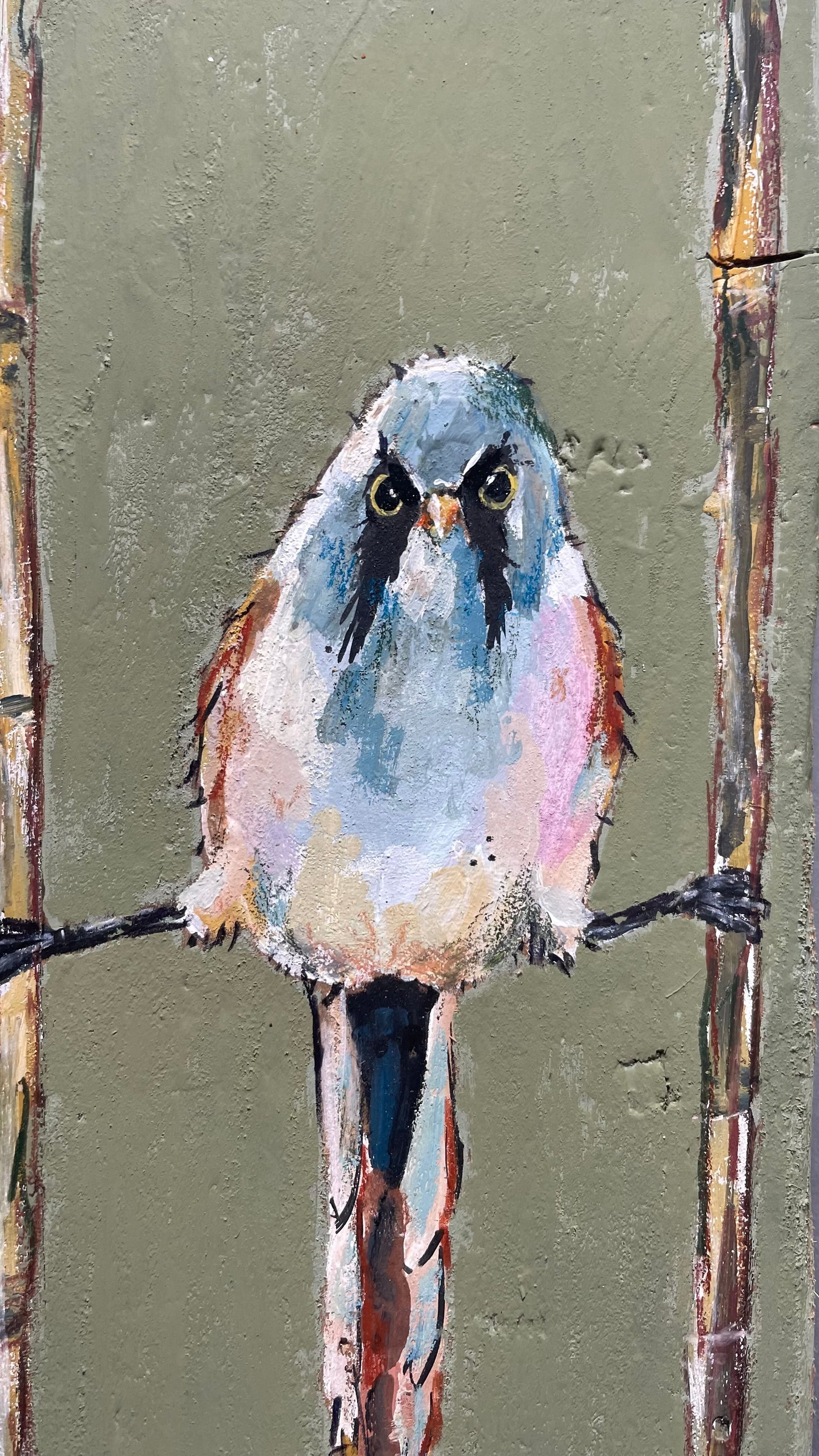 Bearded Tit Original Painting - Marzipan