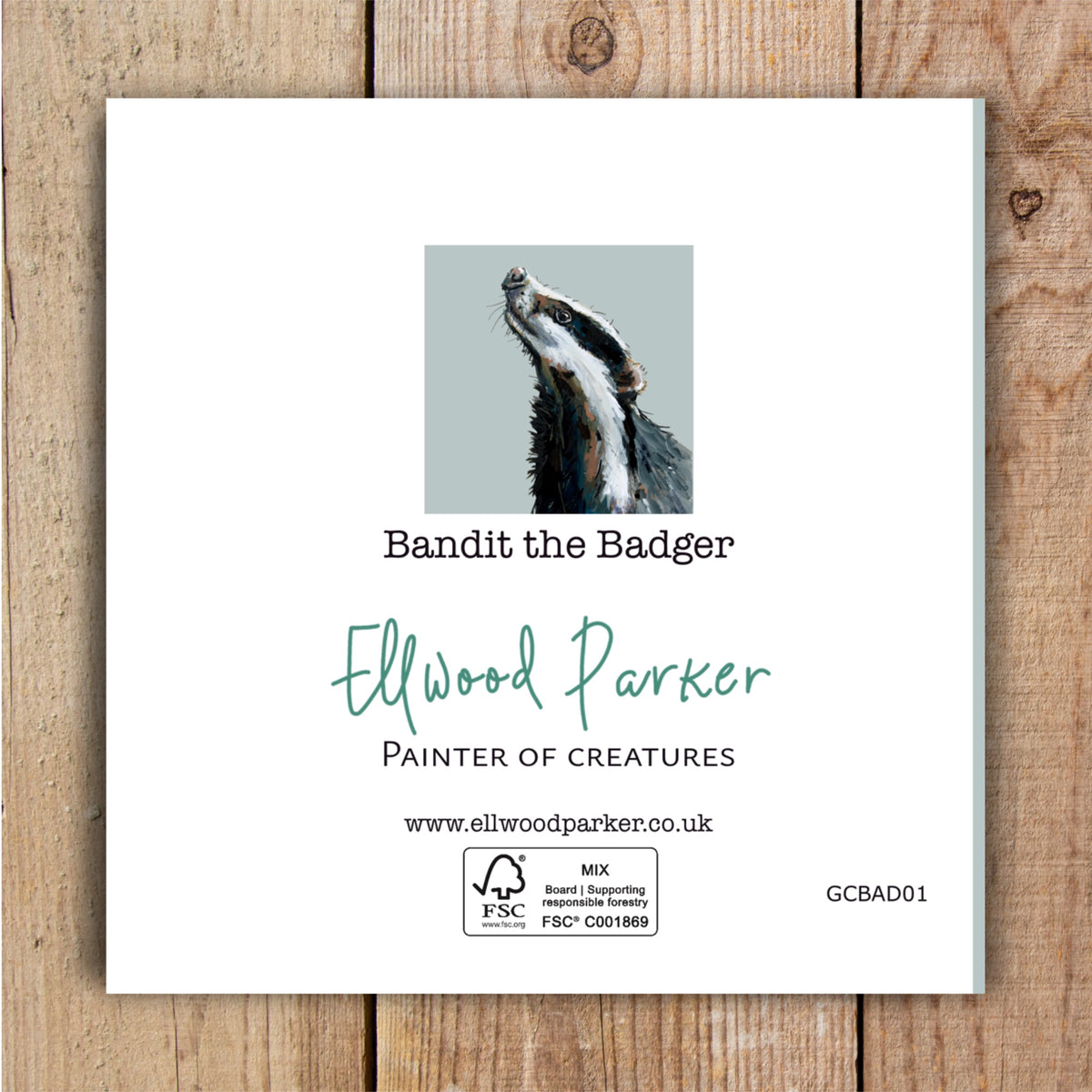 Badger Greetings Card - Bandit