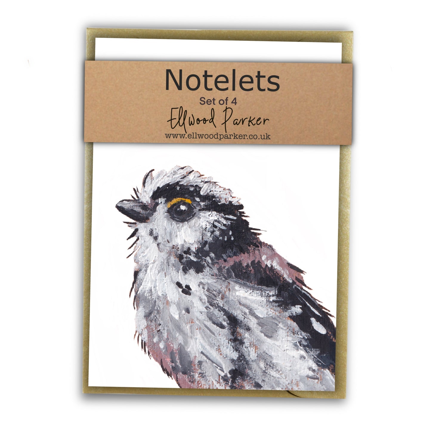Long Tailed Tit Notelet Set - Peanut