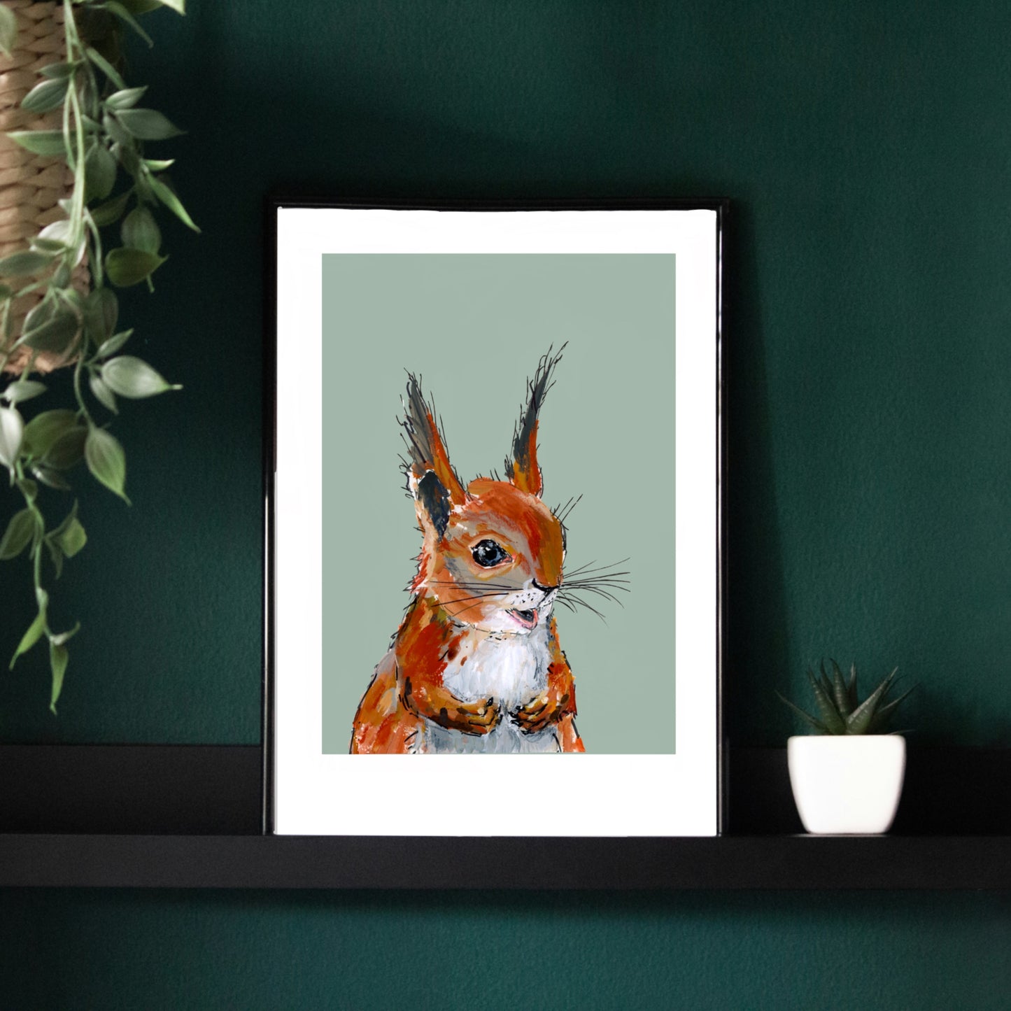 Red Squirrel Art Print - Pistachio