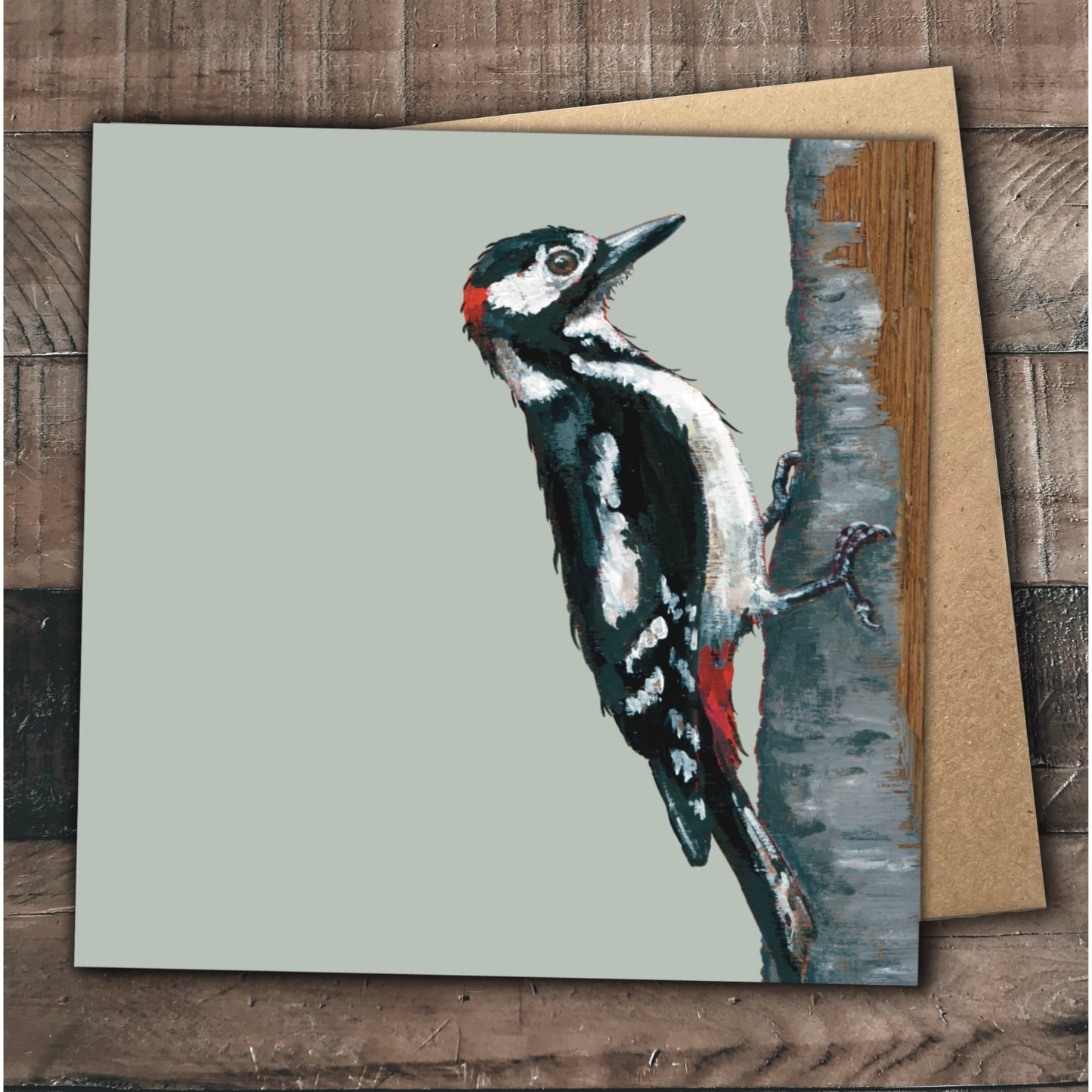 Woodpecker Greetings Card - Fluffy