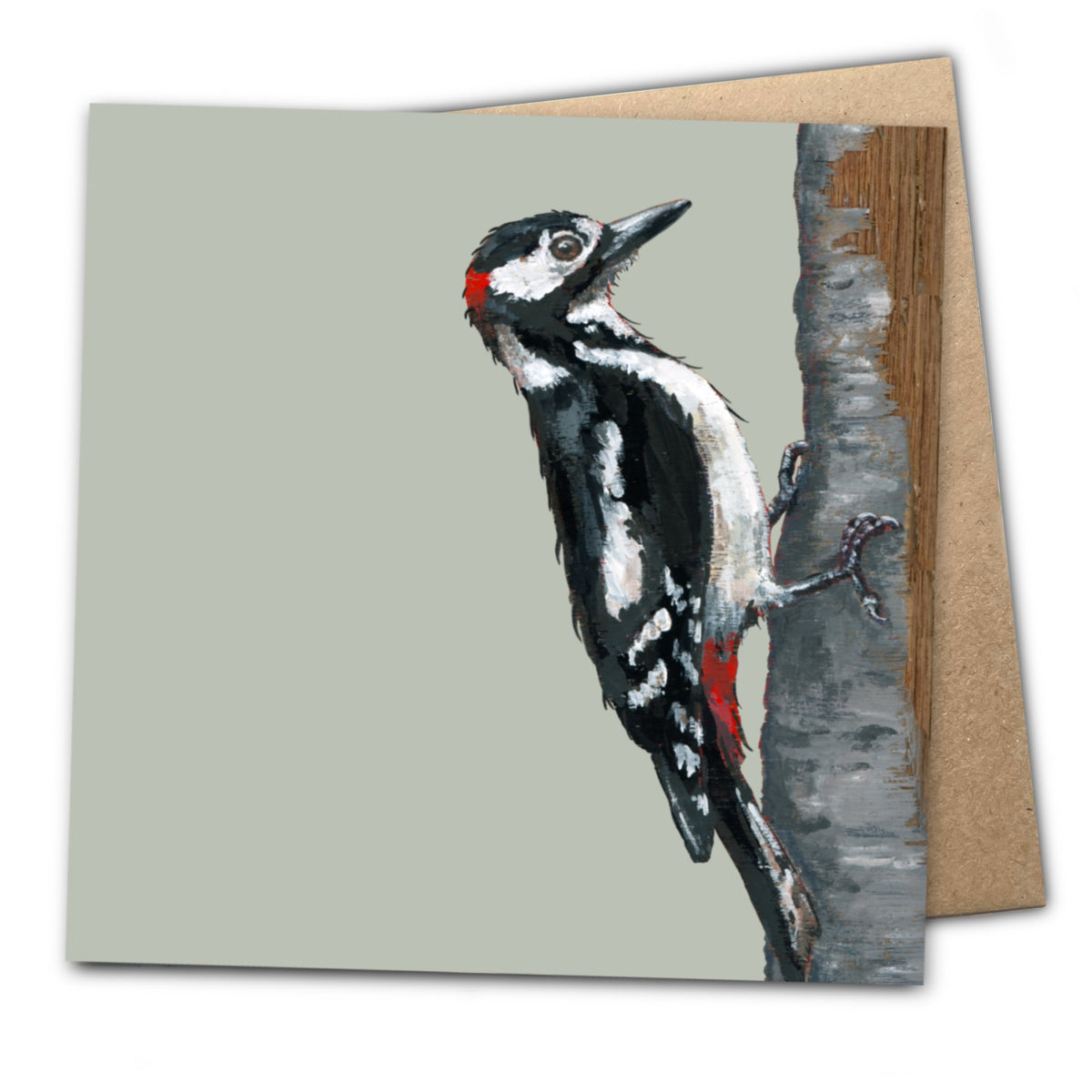 Fluffy the Woodpecker Eco-Friendly Greetings Card | Wildlife Stationery
