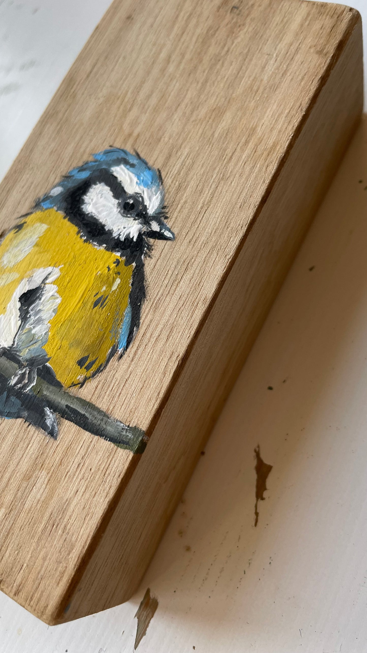 Blue Tit Original Painting - Pom Pom