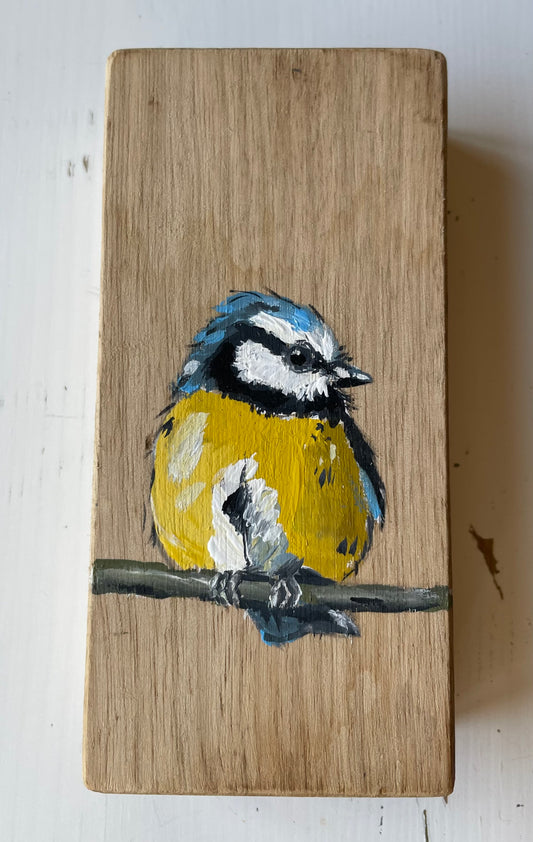 Blue Tit Original Painting - Pom Pom