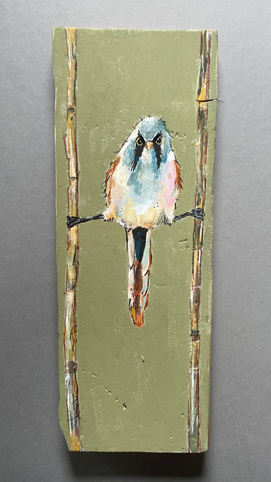 Bearded Tit Original Painting - Marzipan