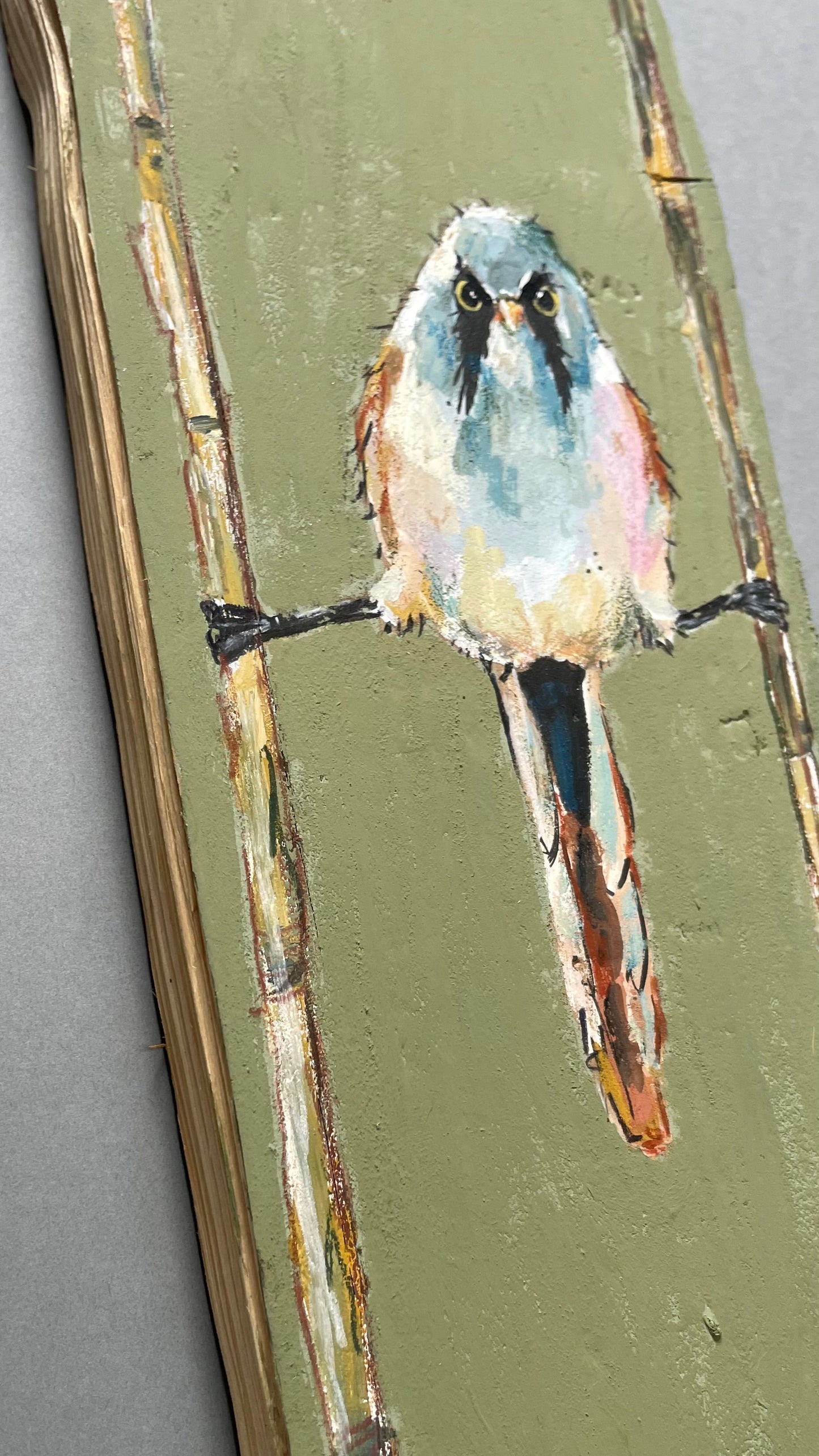 Bearded Tit Original Painting - Marzipan