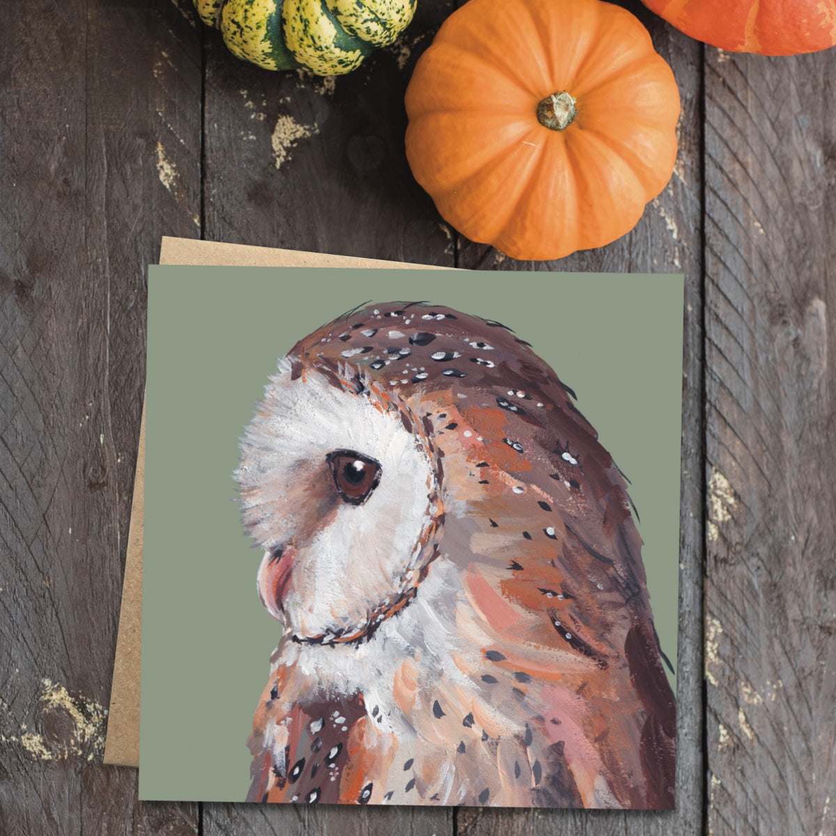 Close up detailed portrait painting of a barn owl by Louise Ellwood Parker, showing the intricate feathers of this beautiful bird of prey.