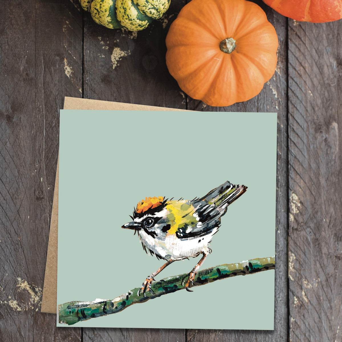 Pipsqueak the Firecrest Eco-Friendly Greetings Card | Wildlife Stationery