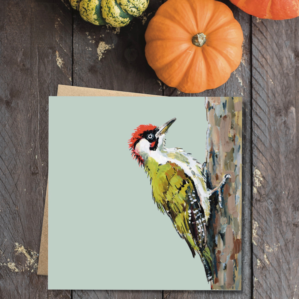 Widget the Green Woodpecker Eco-Friendly Greetings Card | Wildlife Stationery