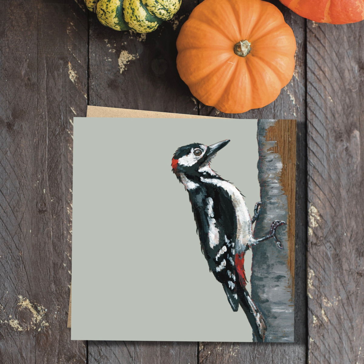 Fluffy the Woodpecker Eco-Friendly Greetings Card | Wildlife Stationery