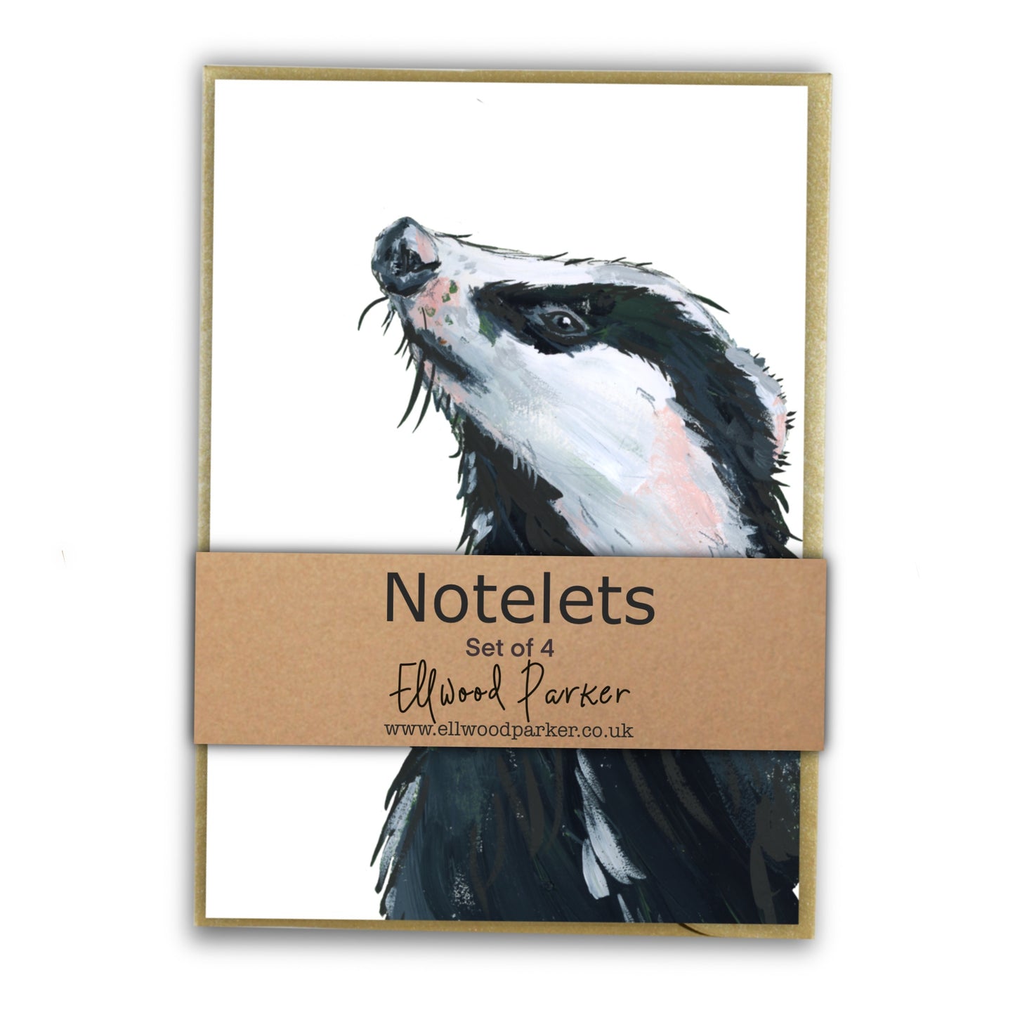 Badger Notelet Set - Basil