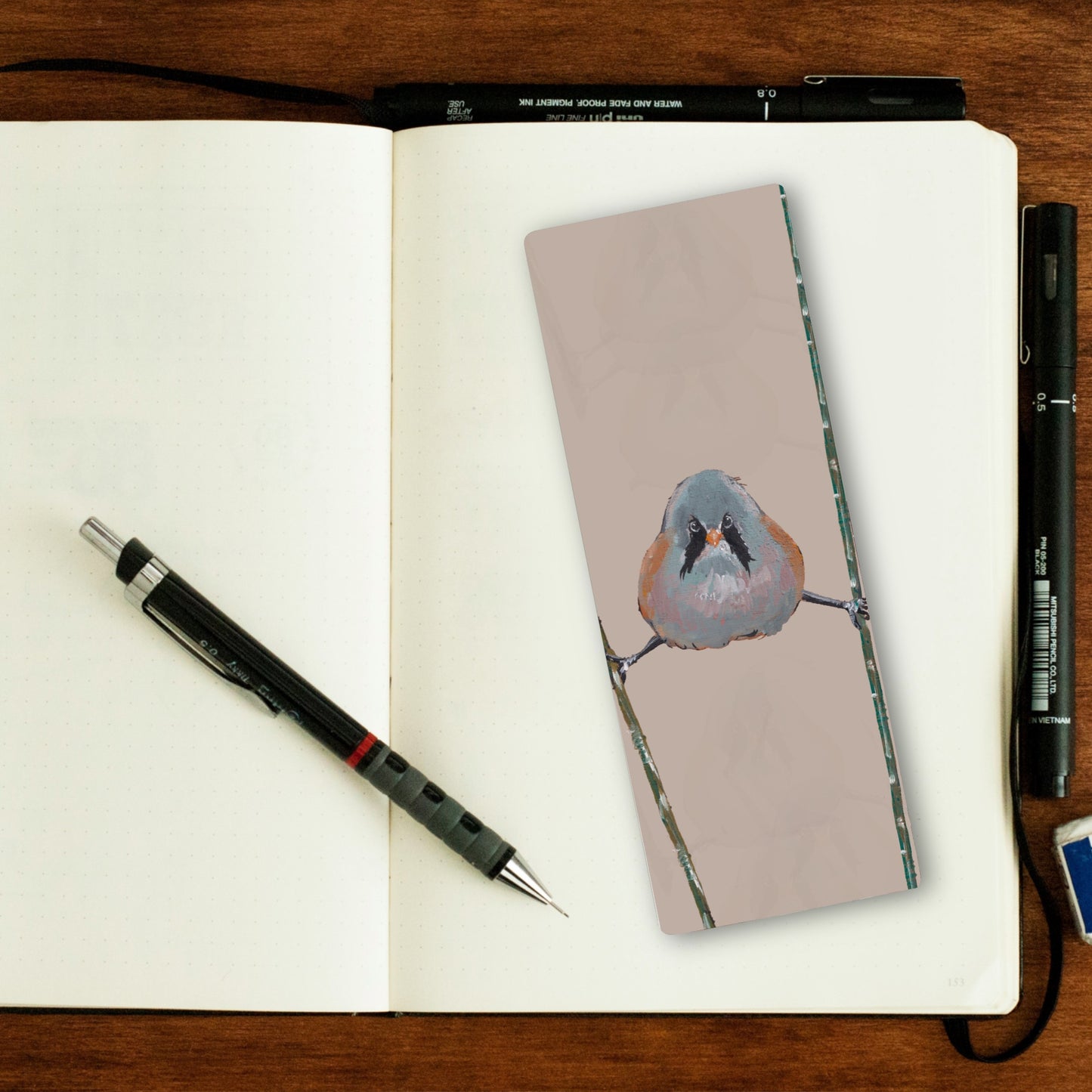 Bearded Tit Bookmark - Fiddles