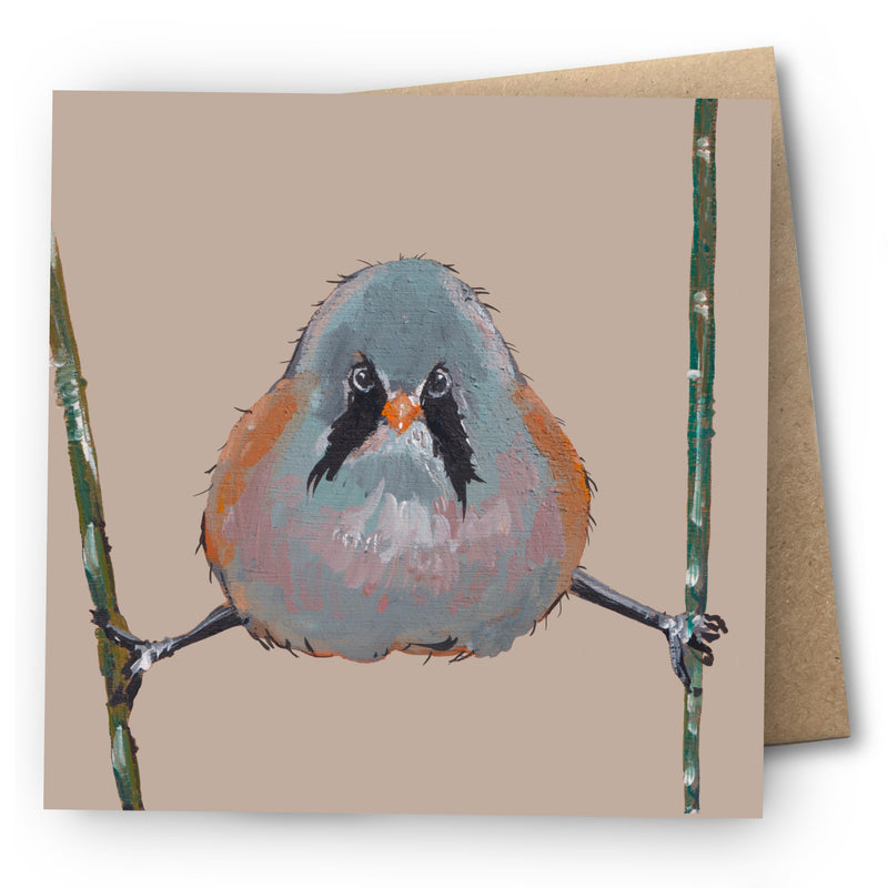 Bearded Tit Greetings Card - Fiddles
