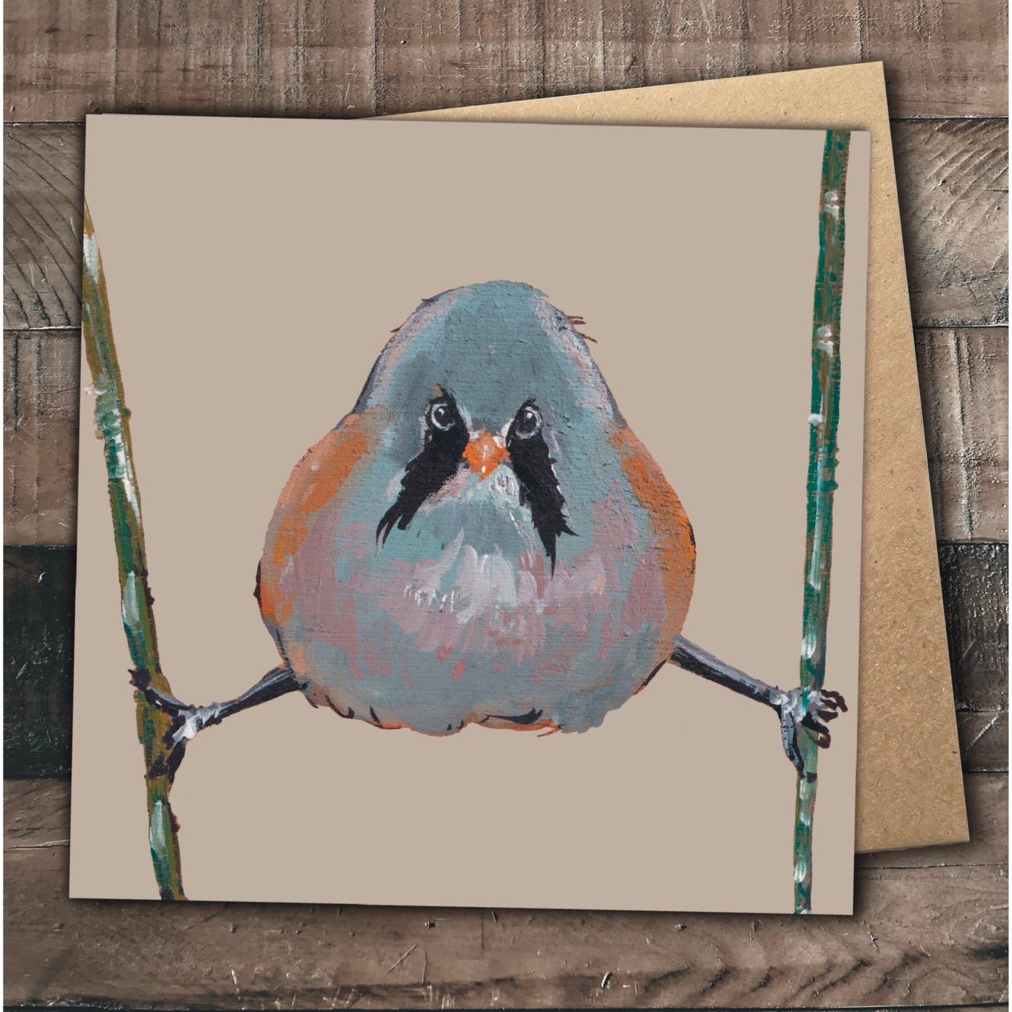 Bearded Tit Greetings Card - Fiddles