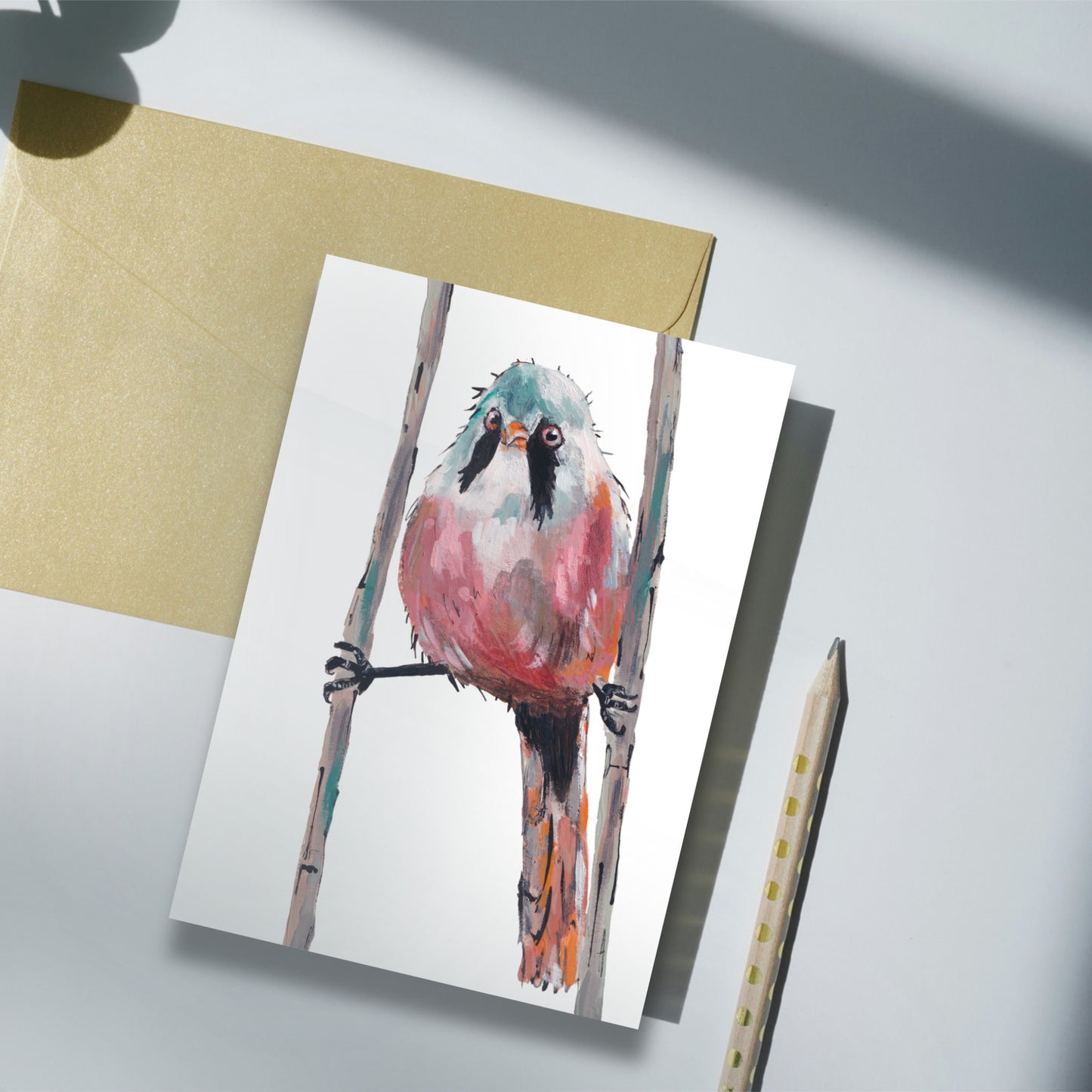 Bearded Tit Notelet Set - Marbles