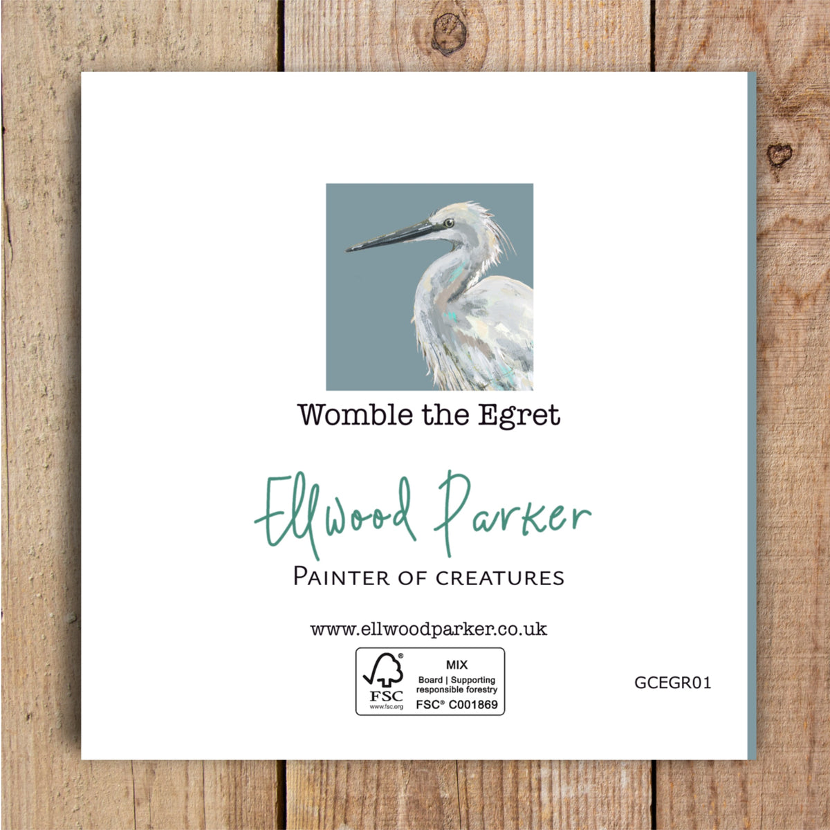Womble the Egret Eco-Friendly Greetings Card | Wildlife Stationery