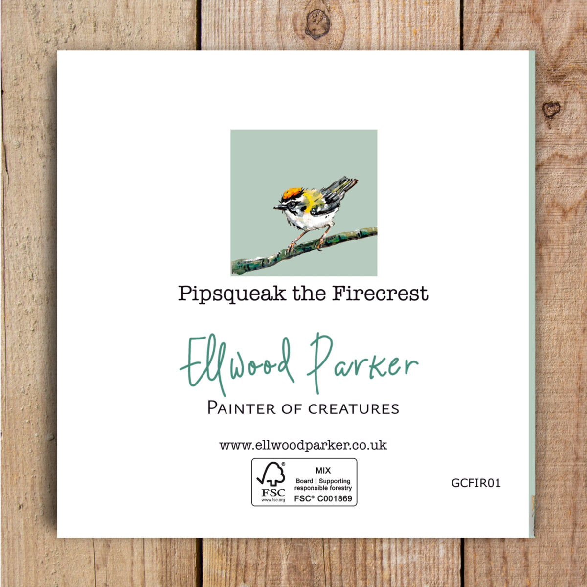 Pipsqueak the Firecrest Eco-Friendly Greetings Card | Wildlife Stationery