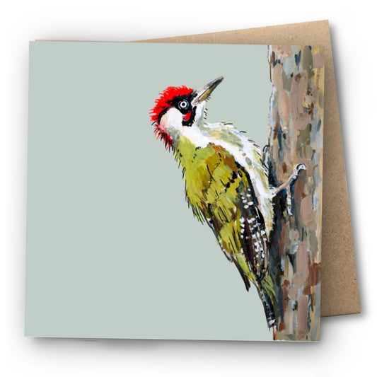 Green Woodpecker Greetings Card - Widget