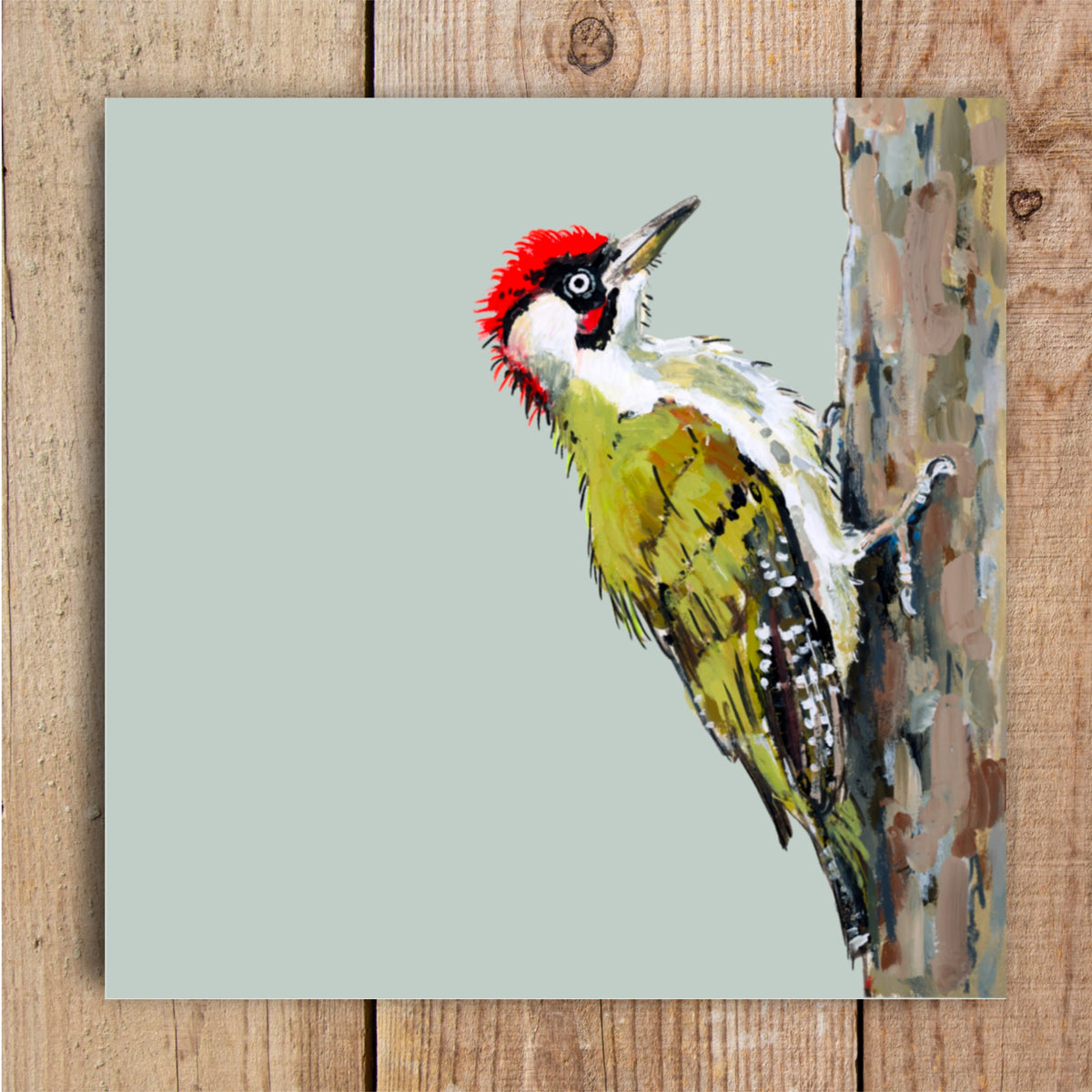 Widget the Green Woodpecker Eco-Friendly Greetings Card | Wildlife Stationery