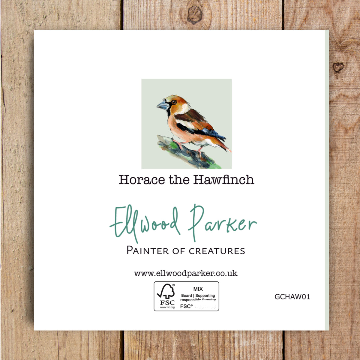 Horace the Hawfinch Eco-Friendly Greetings Card | Wildlife Stationery