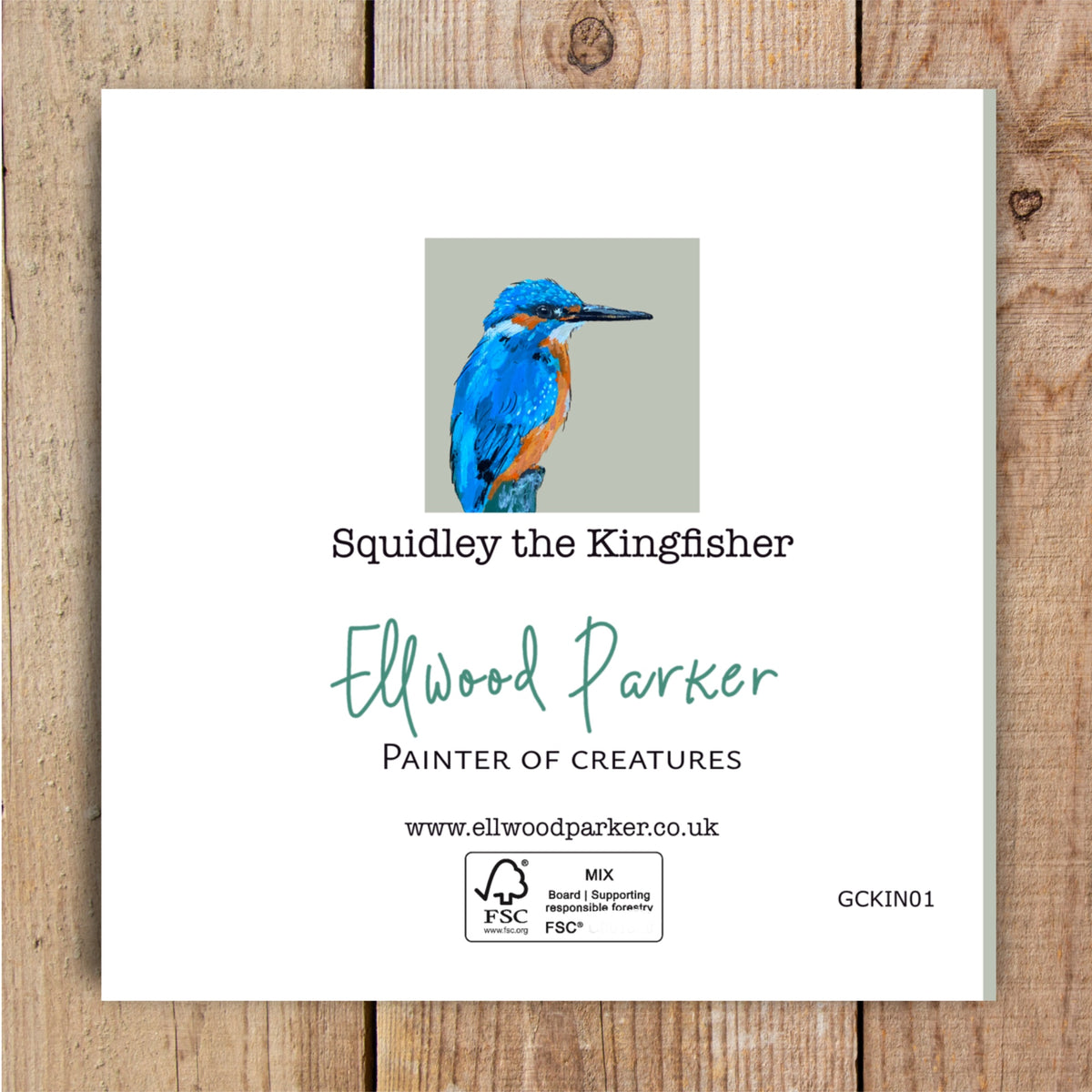 Squidley the Kingfisher Eco-Friendly Greetings Card | Wildlife Stationery