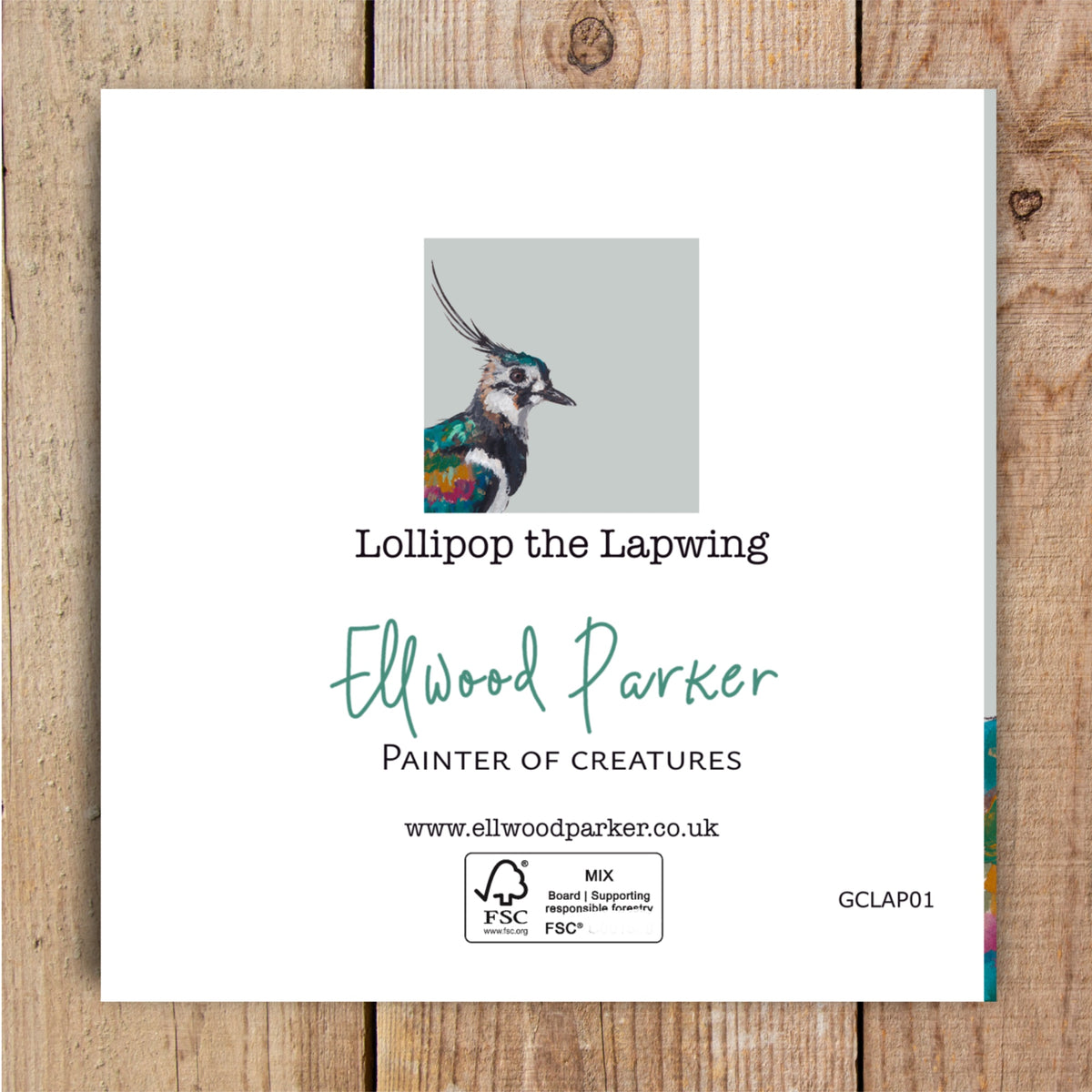 Lollipop the Lapwing Eco-Friendly Greetings Card | Wildlife Stationery