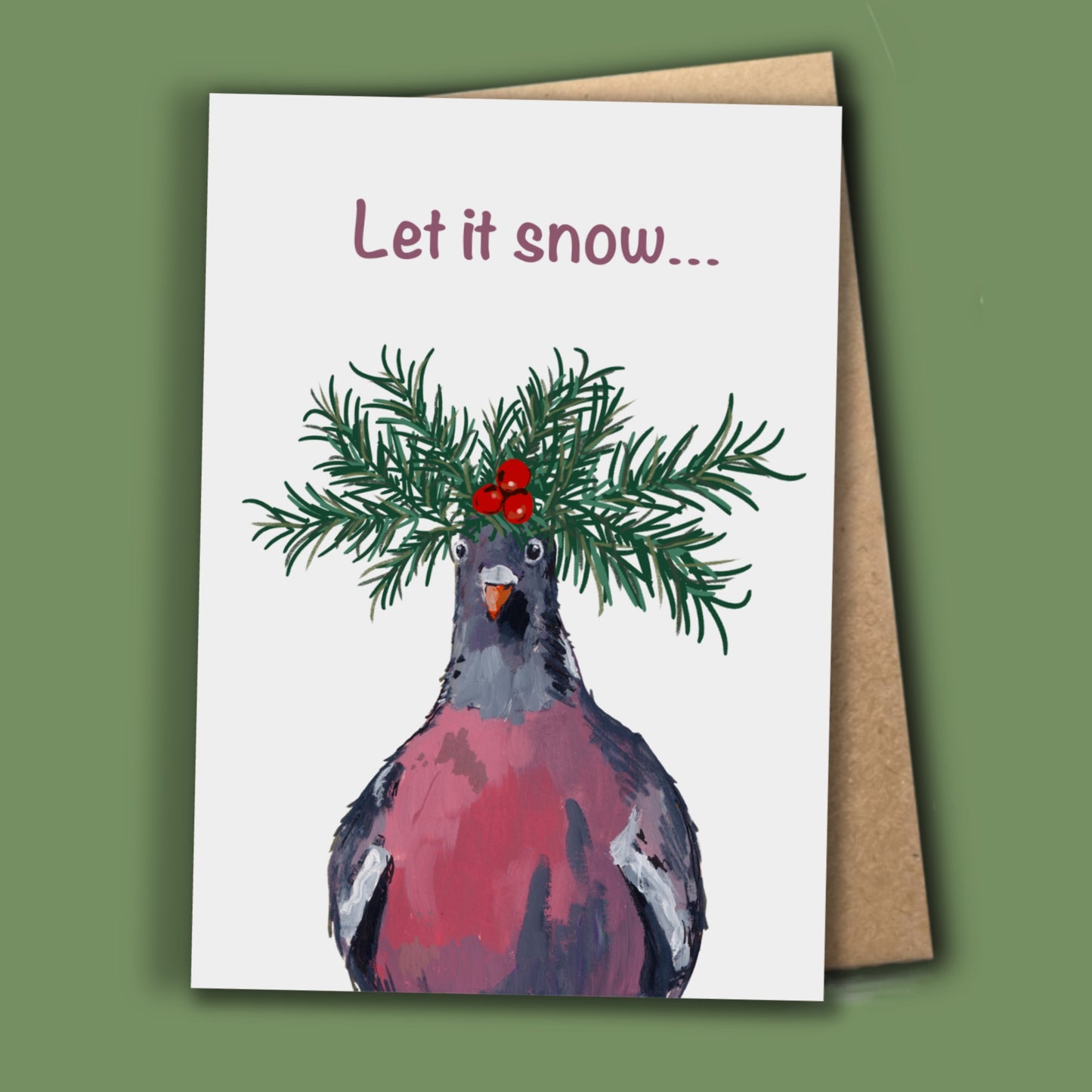 Pigeon Christmas Card - Poopy - A6