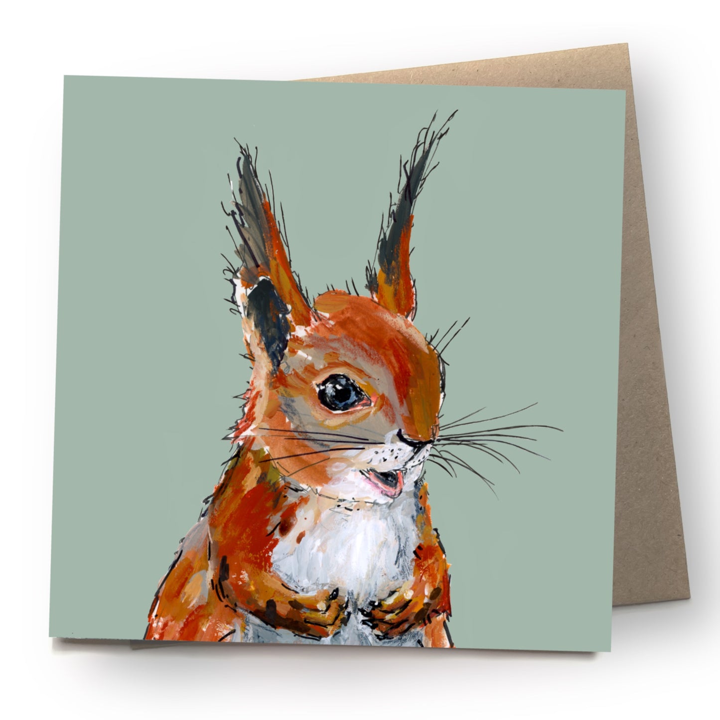 Red Squirrel Greetings Card - Pistachio