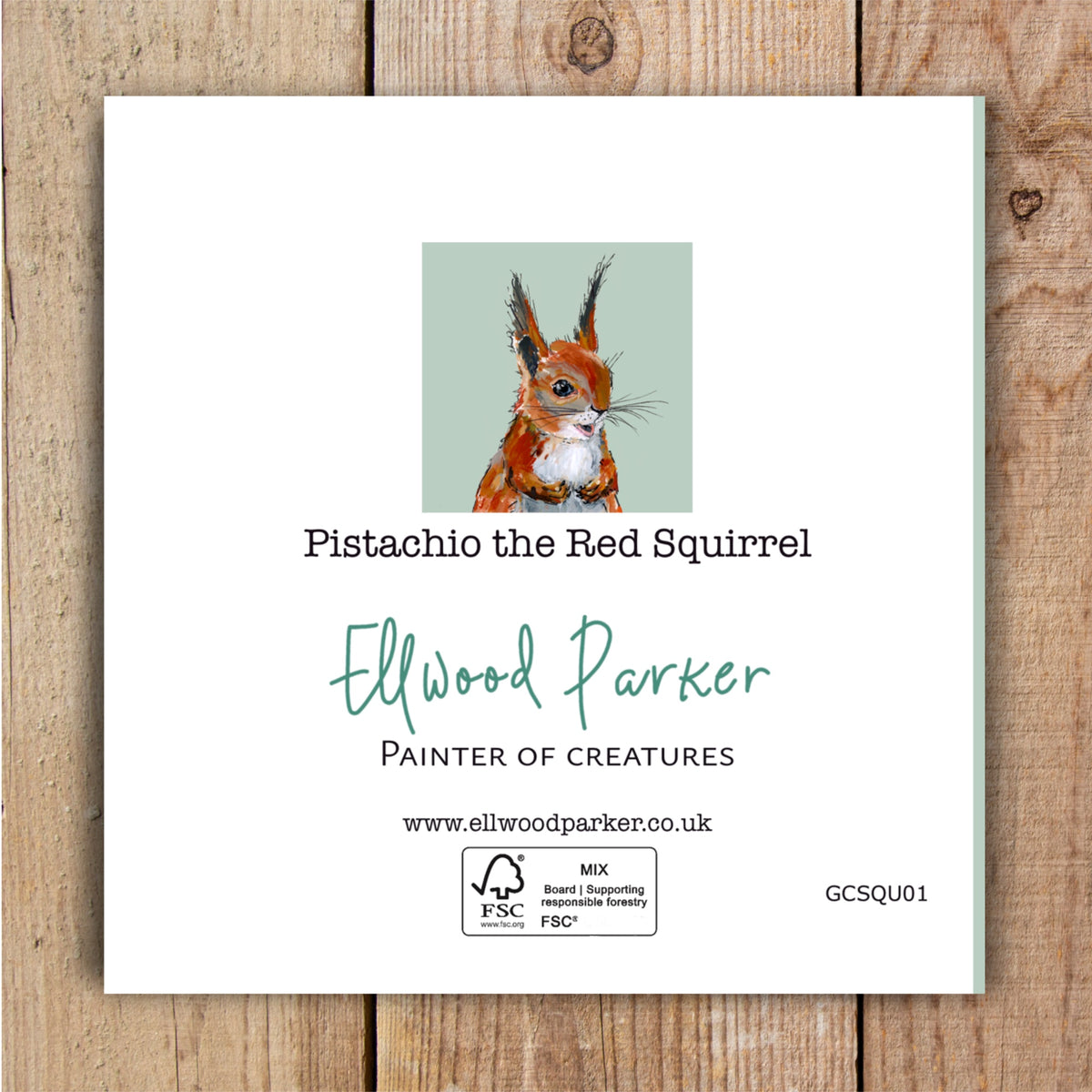 Pistachio the Red Squirrel Eco-Friendly Greetings Card | Wildlife Stationery