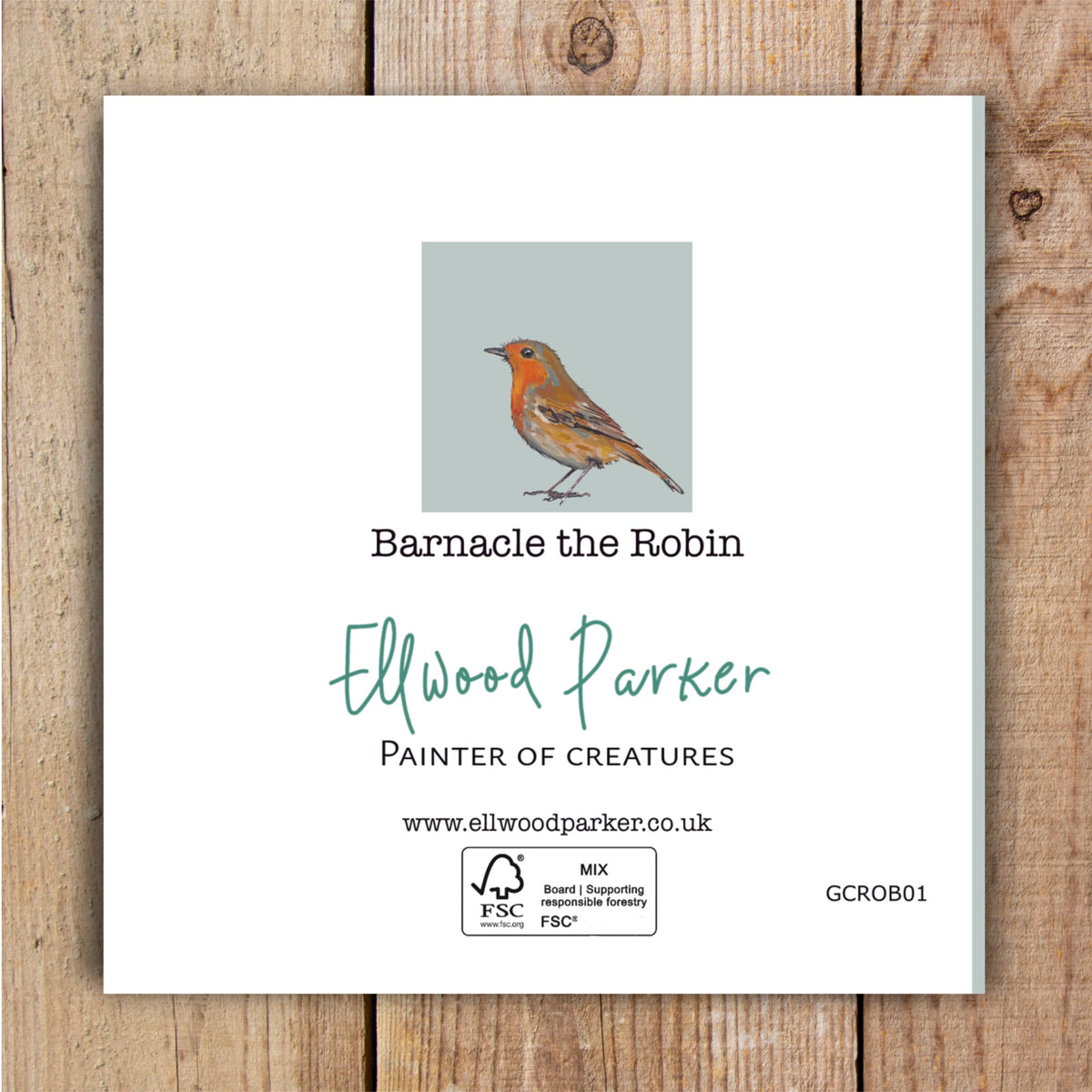 Barnacle the Robin Eco-Friendly Greetings Card | Wildlife Stationery