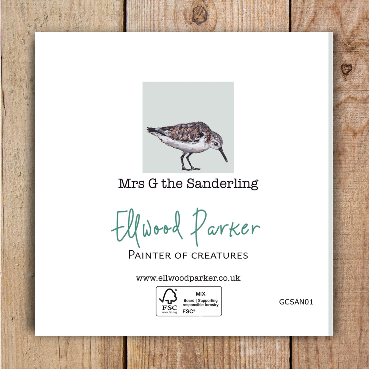 Mrs G the Sanderling Eco-Friendly Greetings Card | Wildlife Stationery
