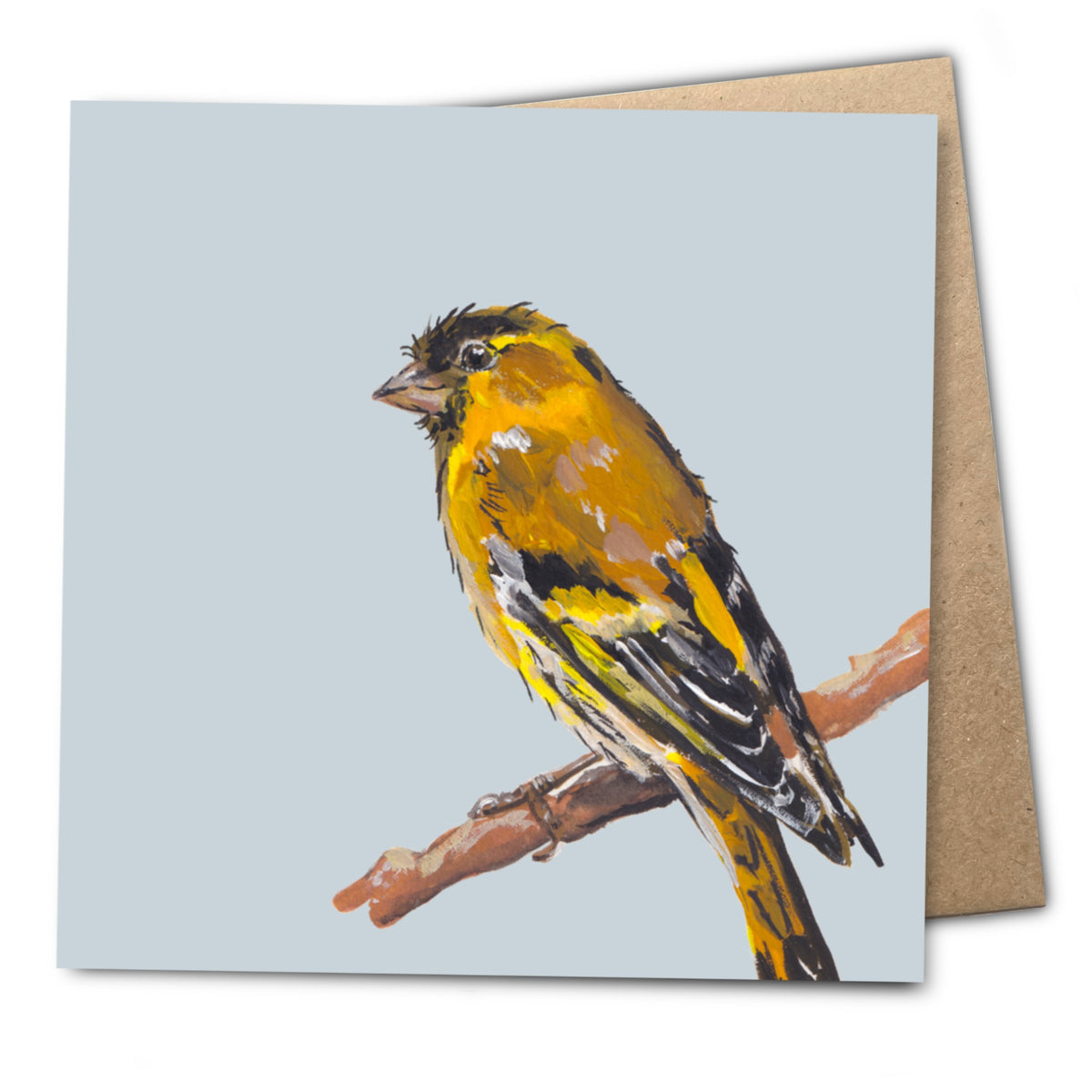 Fluffy Bum the Siskin Eco-Friendly Greetings Card | Wildlife Stationery
