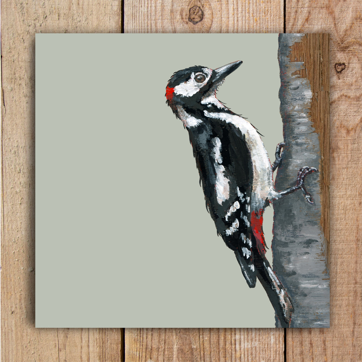 Fluffy the Woodpecker Eco-Friendly Greetings Card | Wildlife Stationery
